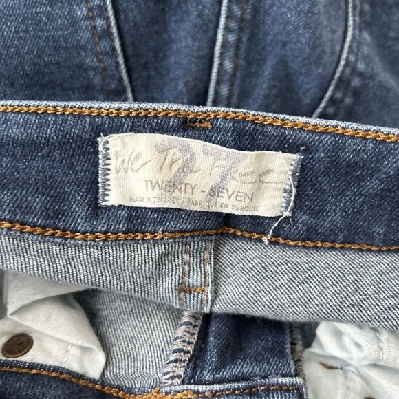 We The Free People Jeans Women's Size 27 High‎ Rise Skinny Blue Stretch Raw Hem - Picture 3 of 8